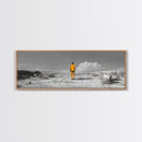 Yellow Suit, Surreal Desert, Lone Wanderer, Conceptual Art — Framed Canvas Print, Modern Art, Office Decor, Minimalist Statement Piece