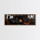 Fireplace Moment, Cozy Cabin Mood, Fall Comfort Scene, Framed Canvas Print, Hygge Wall Art, Masculine Decor, Warm Living Room Style