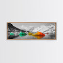 Rainbow Icebergs, Arctic View, Frozen Sea, Vibrant Chill, Framed Canvas Print, Kids Room Art, Surreal Landscape, Winter Fantasy