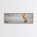 Orange Rabbit, Grass Field, Whimsical Nature, Framed Canvas Print, kids room wall art, nursery animal print, neutral nursery, woodland boho