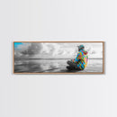 Colorful Hoodie, Peaceful Ocean, Reflective Moment, Street Style, Framed Canvas Print, Boho Wall Art, Teen Bedroom Decor