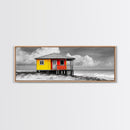 Yellow Cabin, Seaside Shack, Color Pop, Coastal Vibes, Framed Canvas Print, Beach House Wall Art, Bold Nautical Decoretic