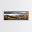 Fall Hills, Autumn Forest, Moody Landscape, Rolling Mountains, Framed Canvas Print, Cabin Wall Art, Nature Photography, Cozy Home Decor