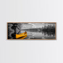 Yellow Canoe, Calm Lake, Reflection Art, Nature Landscape, Adventure Decor, Canvas Print, Rustic Wall Art, Cabin Decor, Lakehouse Art