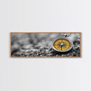 Golden Compass Closeup, Adventure Exploration Theme, Vintage Nautical Design, Framed Canvas Print, Office Wall Art, Travel Lover Gift