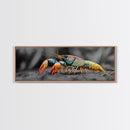 Rainbow Lobster Macro, Exotic Crustacean Art, Vivid Ocean Creature, Framed Canvas Print, Kitchen Wall Art, Coastal Nature Decor
