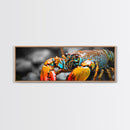 Closeup Lobster Claws, Colorful Sea Creature Art, Bold Detail Nature Print, Framed Canvas Print, Kitchen Wall Art, Tropical Coastal Decor