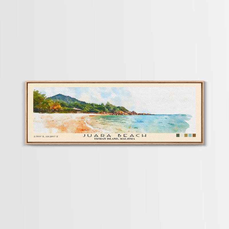Juara Beach, Tioman Island, Malaysia Watercolor Print, Vacation Gift, Tioman Island, Malaysia Wall Art, Beach Painting, Beach Decor, Large Wall Art, Wood Frame Art