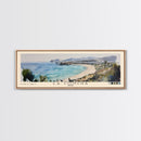 La Concha, Spain Watercolor Print, Vacation Gift, Spain Wall Art, Beach Painting, Beach Decor, Large Wall Art, Wood Frame Art