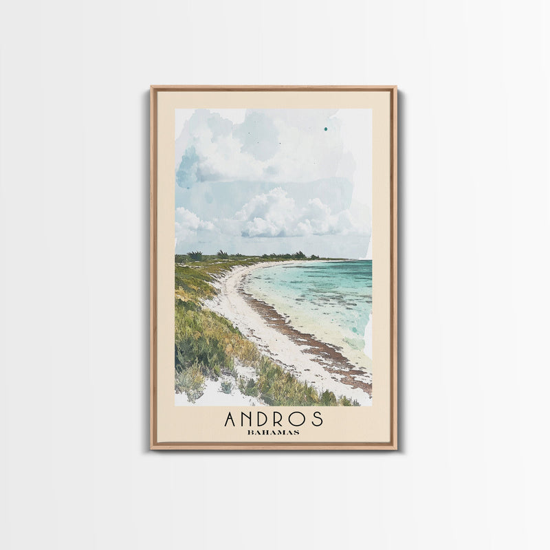 Andros, Bahamas Watercolor Beach Print, Vacation Gift, Bahamas Wall Art, Framed Canvas Print, Framed Beach Painting