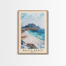 Balos Beach, Greece Watercolor Beach Print, Vacation Gift, Greece Wall Art, Framed Canvas Print, Framed Beach Painting