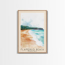 Flamenco Beach, Puerto Rico Watercolor Beach Print, Vacation Gift, Puerto Rico Wall Art, Framed Canvas Print, Framed Beach Painting