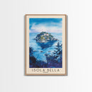 Isola Bella, Italy Watercolor Beach Print, Vacation Gift, Italy Wall Art, Framed Canvas Print, Framed Beach Painting