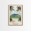 Mangaia, Cook Islands Watercolor Print, Vacation Gift, Cook Islands Wall Art, Beach Painting, Beach Decor, Large Wall Art, Wood Frame Art