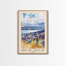 Pan de Azucar, Chile Watercolor Beach Print, Vacation Gift, Chile Wall Art, Framed Canvas Print, Framed Beach Painting