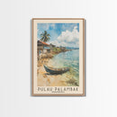 Pulau Palambak, Indonesia Watercolor Print, Vacation Gift, Indonesia Wall Art, Beach Painting, Beach Decor, Large Wall Art, Wood Frame Art