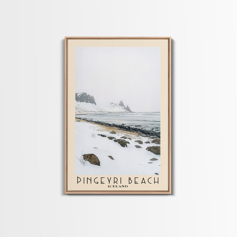 Ãingeyri Beach, Iceland Watercolor Beach Print, Vacation Gift, Iceland Wall Art, Framed Canvas Print, Framed Beach Painting