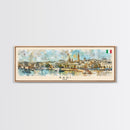 Bari Italy Panoramic Travel Poster, Framed Canvas Print or Metal Wall Art, Travel Art, Home Decor, Panoramic Painting, Midcentury Art