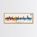 Manchester United Kingdom Panoramic Travel Poster, Framed Canvas Print or Metal Wall Art, Travel Art, Home Decor, Panoramic Painting, Midcentury Art