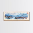 Thun Switzerland Panoramic Travel Poster, Framed Canvas Print or Metal Wall Art, Travel Art, Home Decor, Panoramic Painting, Midcentury Art