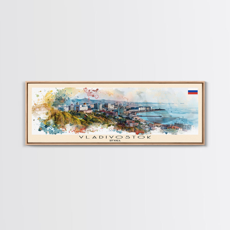 Vladivostok Russia Travel Print Wall Art, Panoramic City Art, Travel Art, Wall Decor, Vacation Gift, Framed Canvas Print Or Metal Art