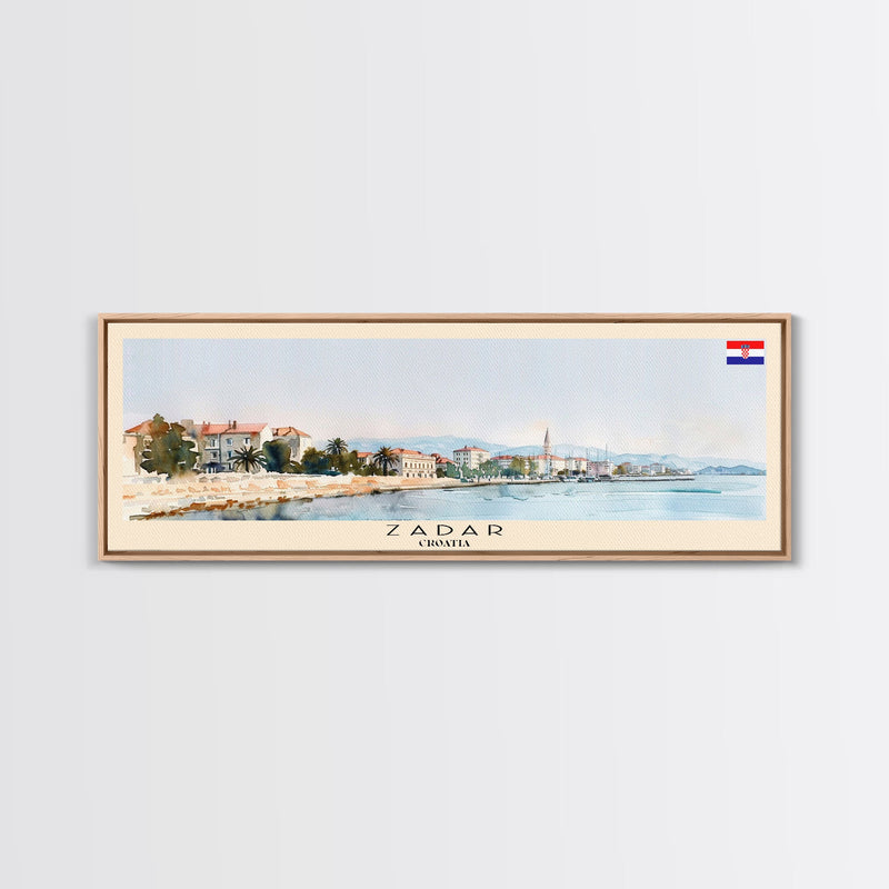 Zadar Croatia Travel Print Wall Art, Panoramic City Art, Travel Art, Wall Decor, Vacation Gift, Framed Canvas Print Or Metal Art