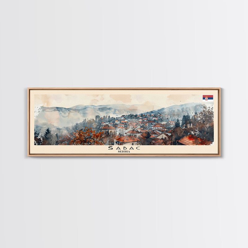 Å abac Serbia Wall Art, Panoramic Travel Poster, Panoramic Framed Canvas Print, City Wall Art, Wall Hanging Home Decor, Travel Art