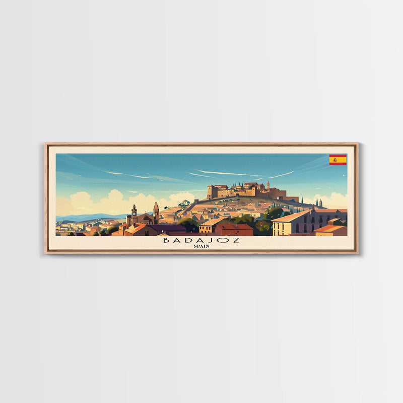 Badajoz Spain Wall Art, Panoramic Travel Poster, Panoramic Framed Canvas Print, City Wall Art, Wall Hanging Home Decor, Travel Art