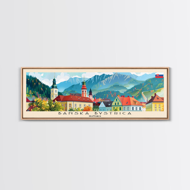 Banska Bystrica Wall Art, Panoramic Travel Poster, Panoramic Framed Canvas Print, City Wall Art, Wall Hanging Home Decor, Travel Art