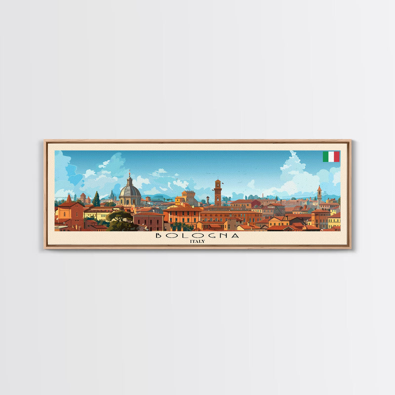 Bologna Italy Wall Art, Panoramic Travel Poster, Panoramic Framed Canvas Print, City Wall Art, Wall Hanging Home Decor, Travel Art