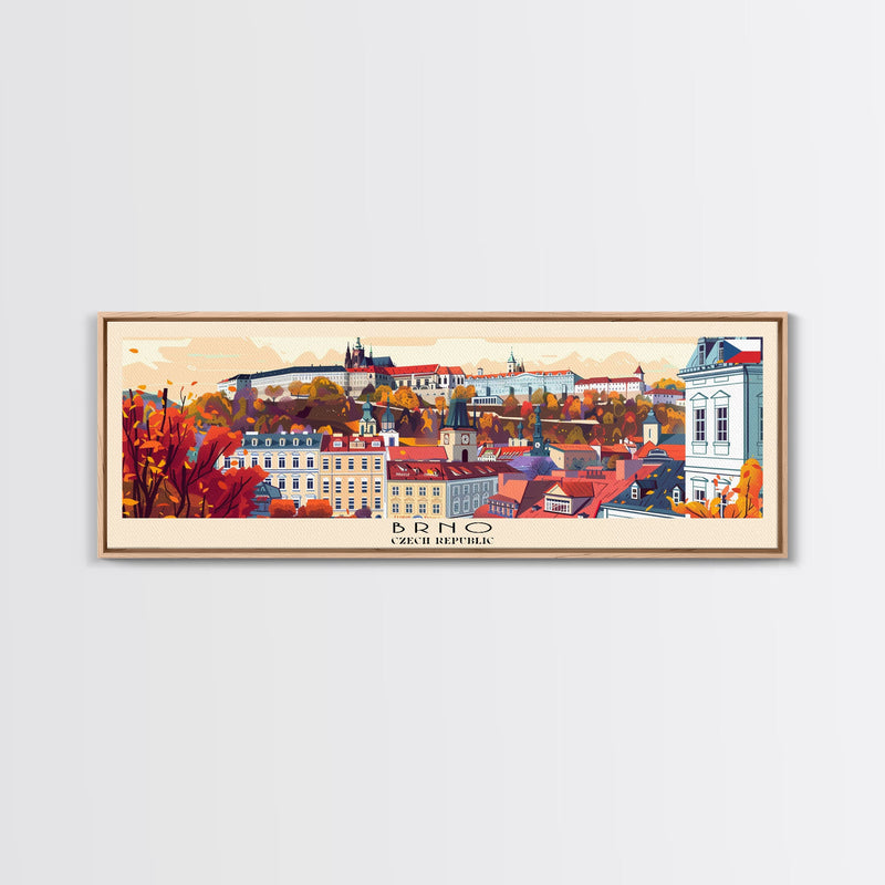 Brno CzechRepublic art Travel Print Wall Art, Panoramic City Art, Travel Art, Wall Decor, Vacation Gift, Framed Canvas Print Or Metal Art