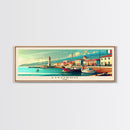 Livorno Italy Panoramic Travel Poster, Framed Canvas Print or Metal Wall Art, Travel Art, Home Decor, Panoramic Painting, Midcentury Art