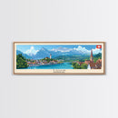 Thun Switzerland Panoramic Travel Poster, Framed Canvas Print or Metal Wall Art, Travel Art, Home Decor, Panoramic Painting, Midcentury Art