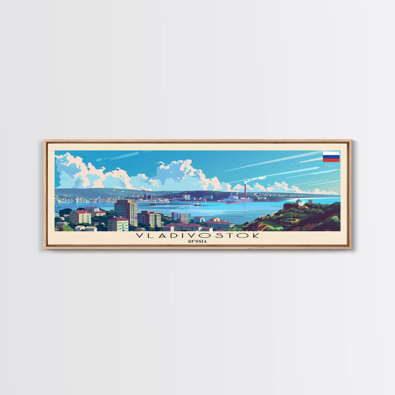 Vladivostok Russia Travel Print Wall Art, Panoramic City Art, Travel Art, Wall Decor, Vacation Gift, Framed Canvas Print Or Metal Art