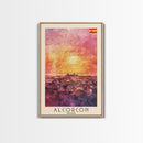 Alcorcón Spain Sunset Skyline Travel Poster Art, Framed Canvas Print, Beautiful Wall Art for Living Room or Bedroom, Home Decoration