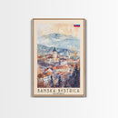 Banska Bystrica Slovakia Travel Poster Framed Canvas Print, Wall Art, Home Decor, Vacation Print, Watercolor Painting, Cityscape Art