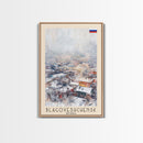 Blagoveshchensk Russia Travel Poster Framed Canvas Print, Wall Art, Home Decor, Travel Print, Winter Scene, Original Art