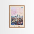 Krakow Poland Travel Poster Framed Canvas Print, Abstract Art, Minimalist Wall Decor, Vacation Gift, Home Decoration, Artistic Travel Print
