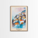 Nikaia Greece Framed Canvas Print, Boho Travel Poster, Watercolor Painting, Wall Art, Home Decor, Greek Scenery, Mediterranean Style