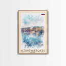 Nizhnevartovsk Russia Framed Canvas Print, Scenic Travel Poster, Watercolor Painting, Wall Art, Home Decor, Russian Landscape, Urban Style
