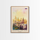 Rostov-on-Don Russia Travel Poster Framed Canvas Print, Watercolor Painting, Urban Wall Art, Home Decor, Russian Cityscape, Vibrant Art