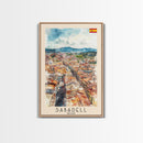 Sabadell Spain Travel Poster Framed Canvas Print, Watercolor Painting, Scenic Wall Art, Home Decor, Spanish Landscape, Artistic Art