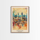 Szeged Hungary Travel Poster Framed Canvas Print, Watercolor Painting, Scenic Wall Art, Home Decor, Hungarian Cityscape, Vibrant Art