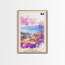 Tuzla Bosnia Travel Poster Framed Canvas Print, Watercolor Painting, Scenic Wall Art, Home Decor, Bosnian Landscape, Unique Art
