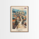 Vranje Serbia Travel Poster Framed Canvas Print, Watercolor Painting, Scenic Wall Art, Home Decor, Serbian Landscape, Traditional Art