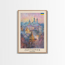 Zhytomyr Ukraine Travel Poster Framed Canvas Print, Watercolor Painting, Scenic Wall Art, Home Decor, Ukrainian Landscape, Perfect Gift