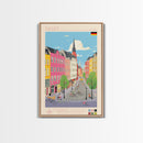Aachen Germany Travel Poster Framed Canvas Print, Midcentury Modern Wall Art, Pop Art Home Decor, Vacation Gift, Living Room Art, Architectural Print