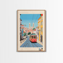 Amadora Portugal Travel Poster Framed Canvas Print, Midcentury Modern Art, Pop Art Decor, Wall Art, Vacation Gift, Living Room Decoration, Scenic Print