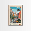 Barcelona Spain Travel Poster Framed Canvas Print, Midcentury Modern Art, Pop Art Wall Decor, Home Decor, Vacation Gift, Living Room Art