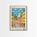 Bijeljina Bosnia Travel Poster Framed Canvas Print, Midcentury Modern Art, Pop Art Wall Decor, Home Decor, Living Room Art, Unique Gift
